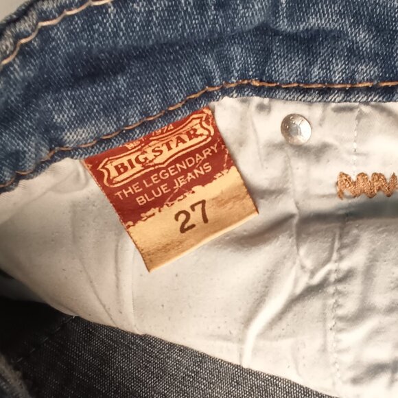 Big Star Jeans Size 27/4 Liv Cropped Low Rise Straight Leg Medium Wash Acid Wash - Picture 6 of 10